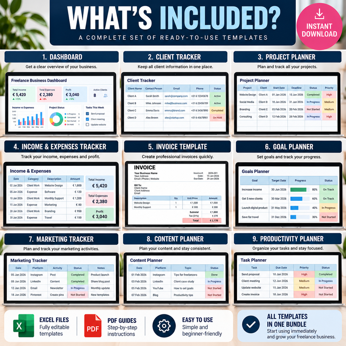 Freelance Business Dashboard — Complete Freelancer Business Planner