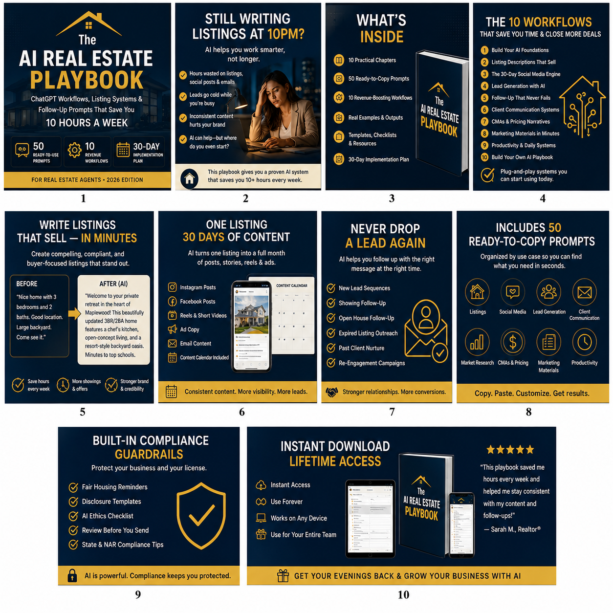 The AI Real Estate Playbook marketing preview carousel