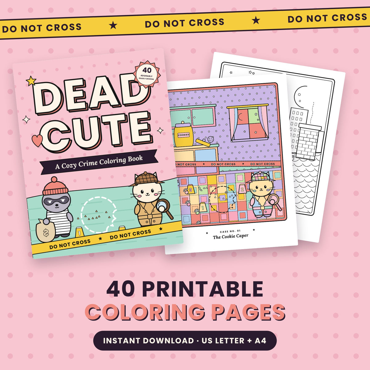 Dead Cute: A Cozy Crime Coloring Book (Printable PDF)