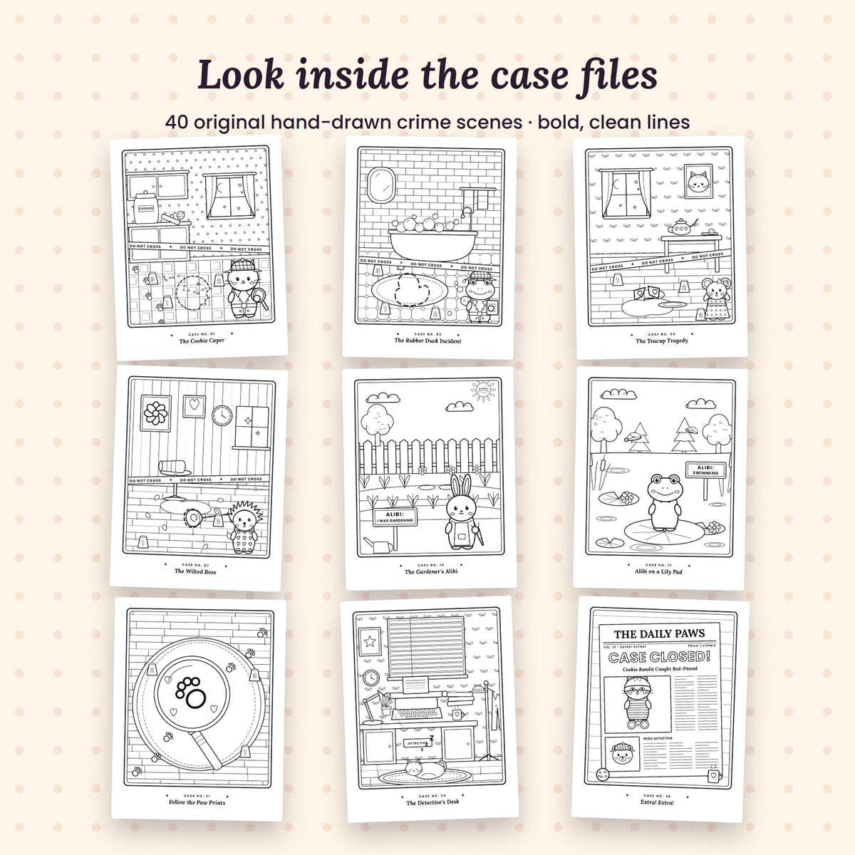 Dead Cute: A Cozy Crime Coloring Book (Printable PDF)