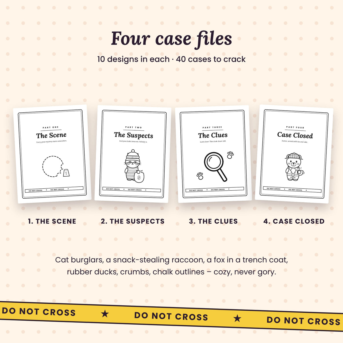 Dead Cute: A Cozy Crime Coloring Book (Printable PDF)