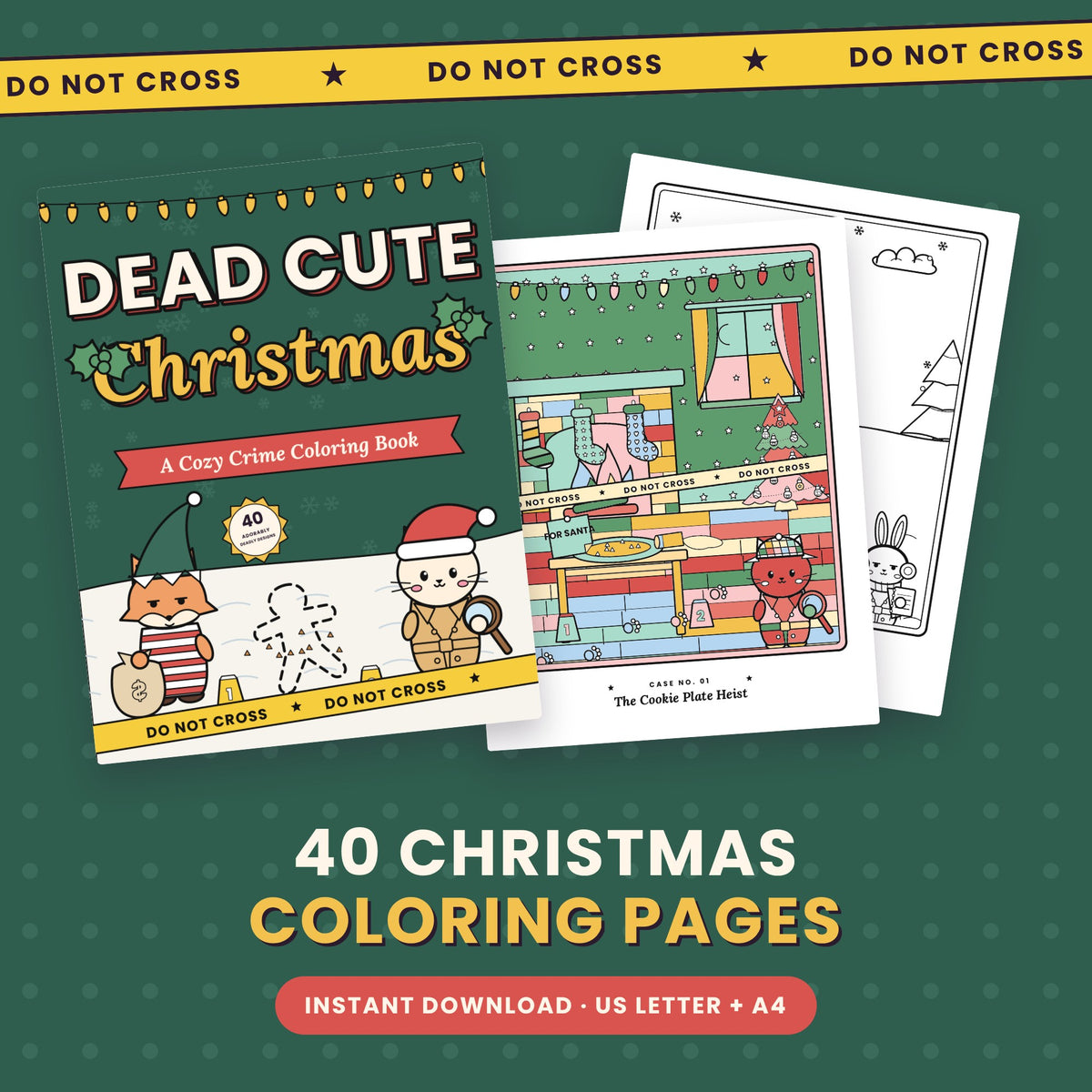 Dead Cute Christmas: A Cozy Crime Coloring Book (Printable PDF)