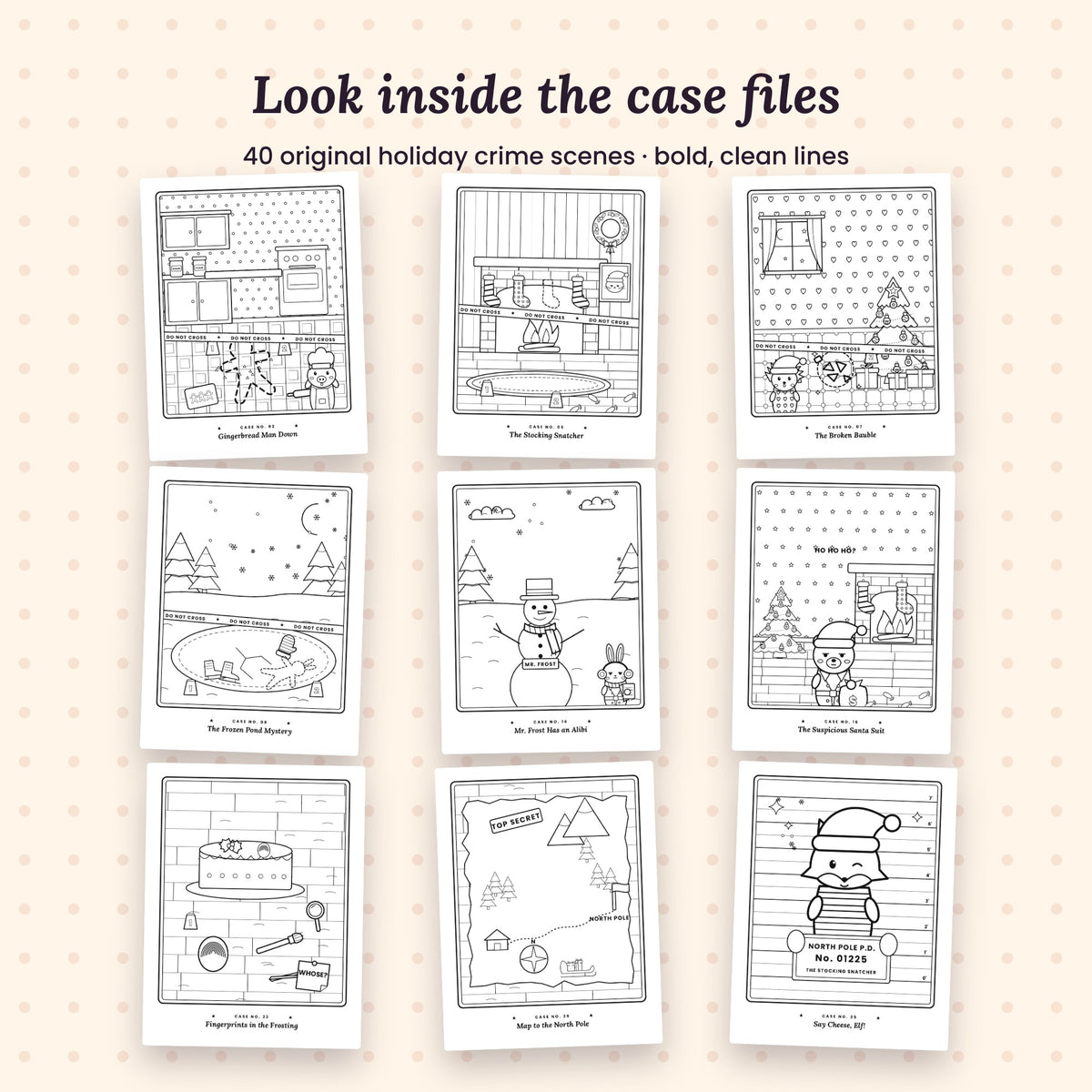 Dead Cute Christmas: A Cozy Crime Coloring Book (Printable PDF)