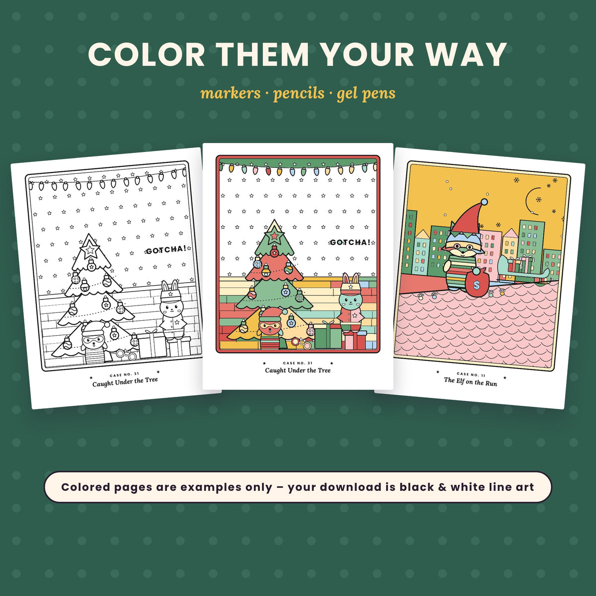Dead Cute Christmas: A Cozy Crime Coloring Book (Printable PDF)