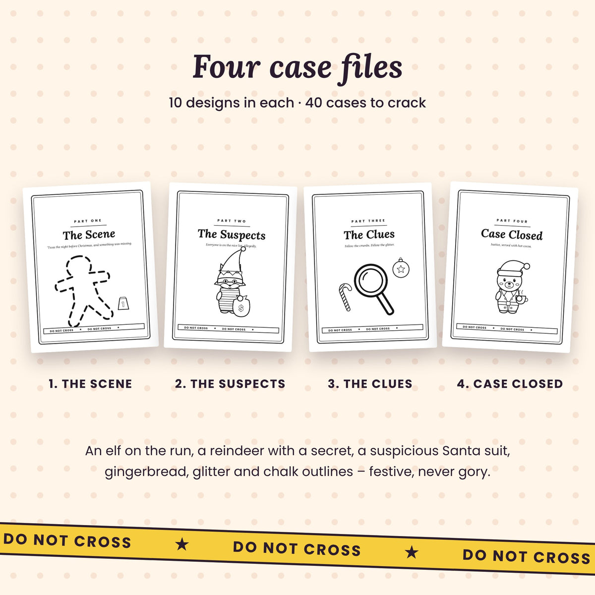 Dead Cute Christmas: A Cozy Crime Coloring Book (Printable PDF)