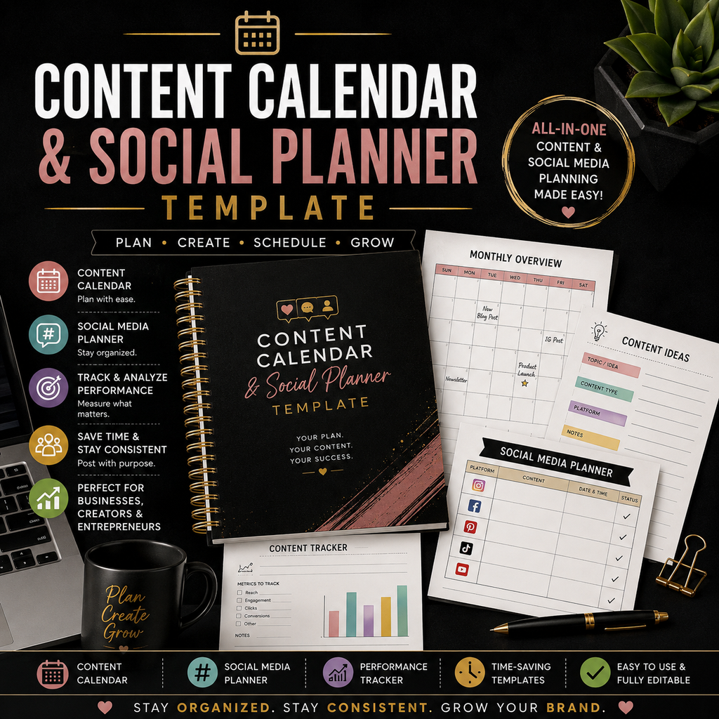 Content Calendar & Social Planner Template