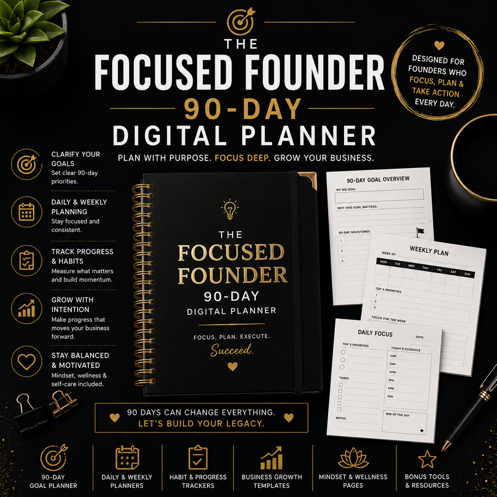 The Focused Founder — 90-Day Digital Planner