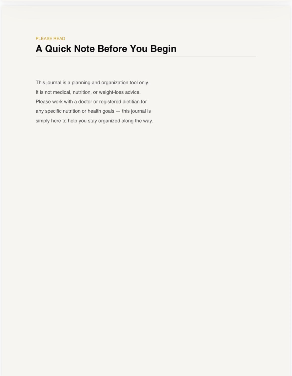 The Meal Planning Journal