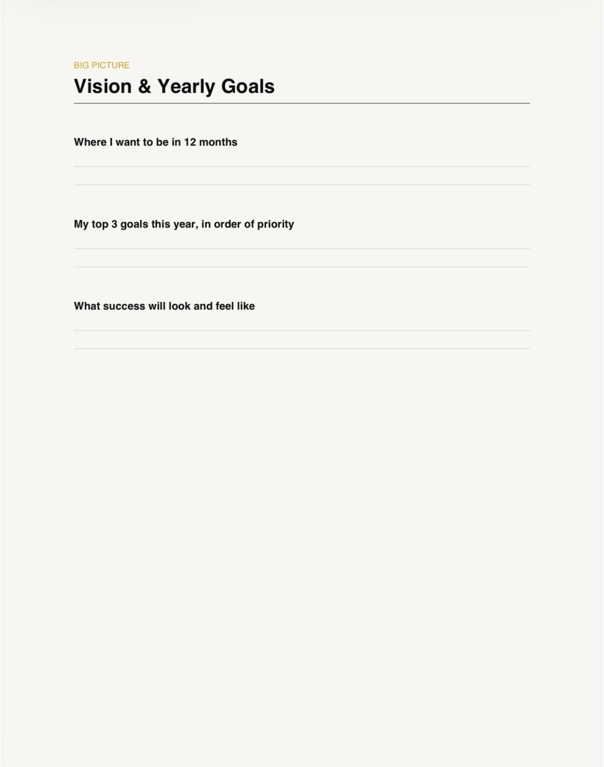 Goal Setting & Productivity Planner