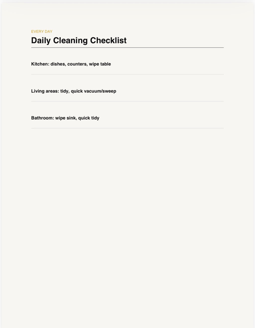 Household Cleaning Schedule & Checklist