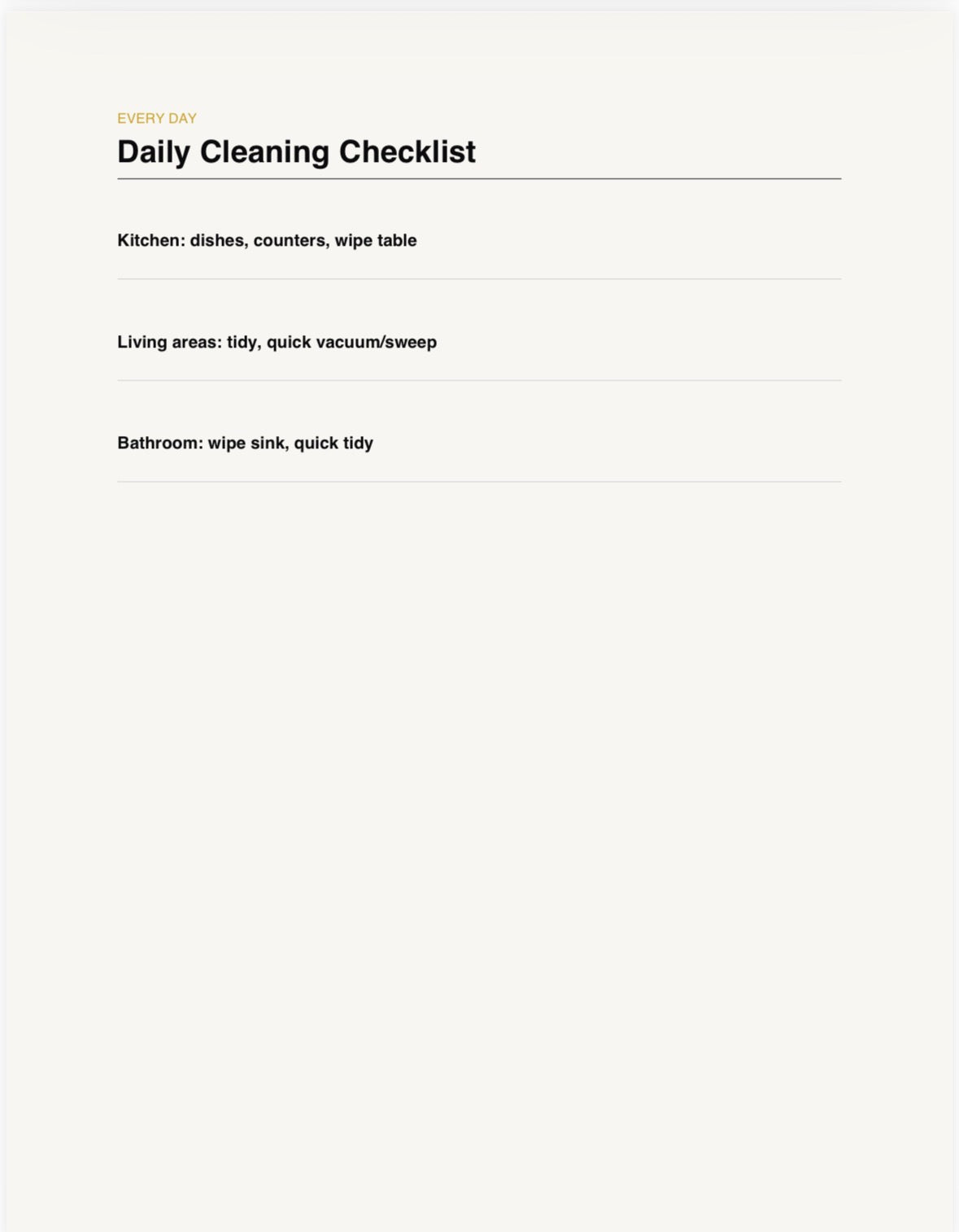 Household Cleaning Schedule & Checklist