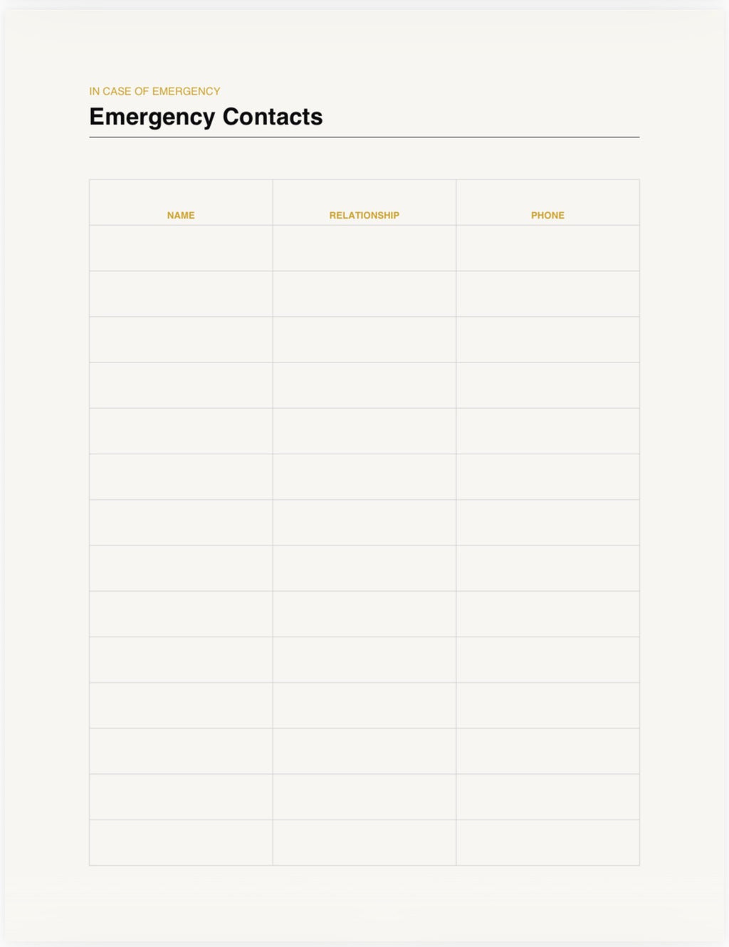 Family Emergency & Important Information Binder