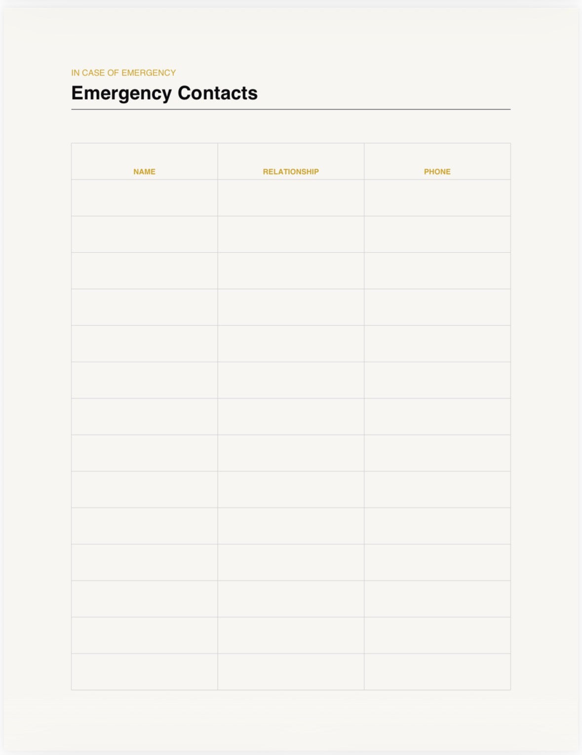 Family Emergency & Important Information Binder